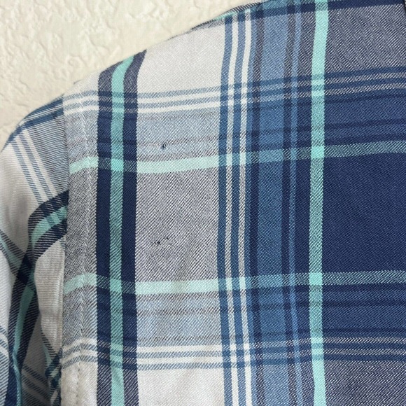 Rails Blue White Sky Plaid Button Up Long Sleeve Checkered Long Sleeve XS C26 - Picture 4 of 6